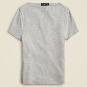 J. Crew Fitted Ribbed Short Sleeve Boatneck Tee Gray Size L Chic Basic